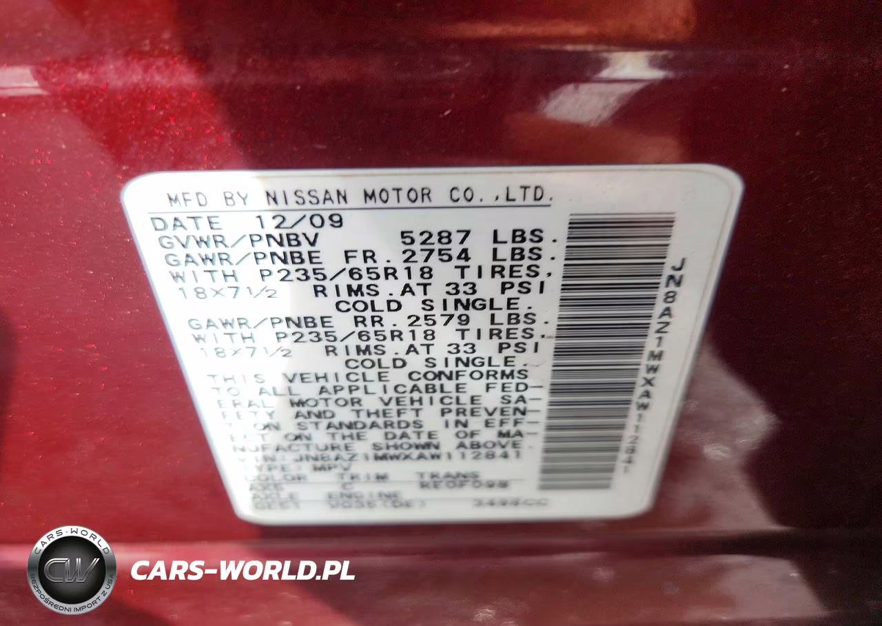 2010 Nissan Murano S VIN:JN8AZ1MWXAW112841 - 13