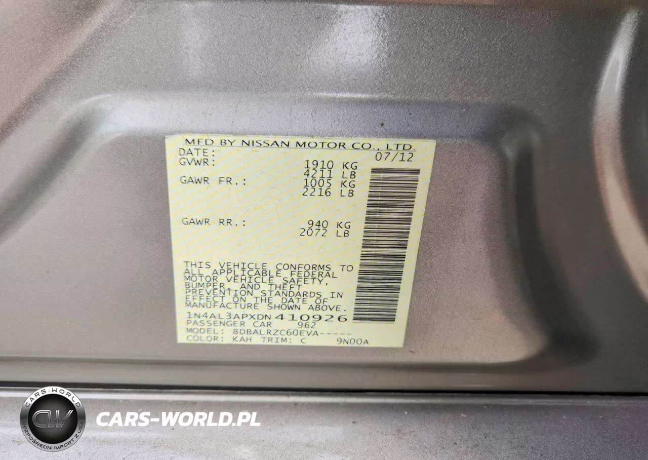 2013 Nissan Altima 2.5 VIN:1N4AL3APXDN410926 - 12