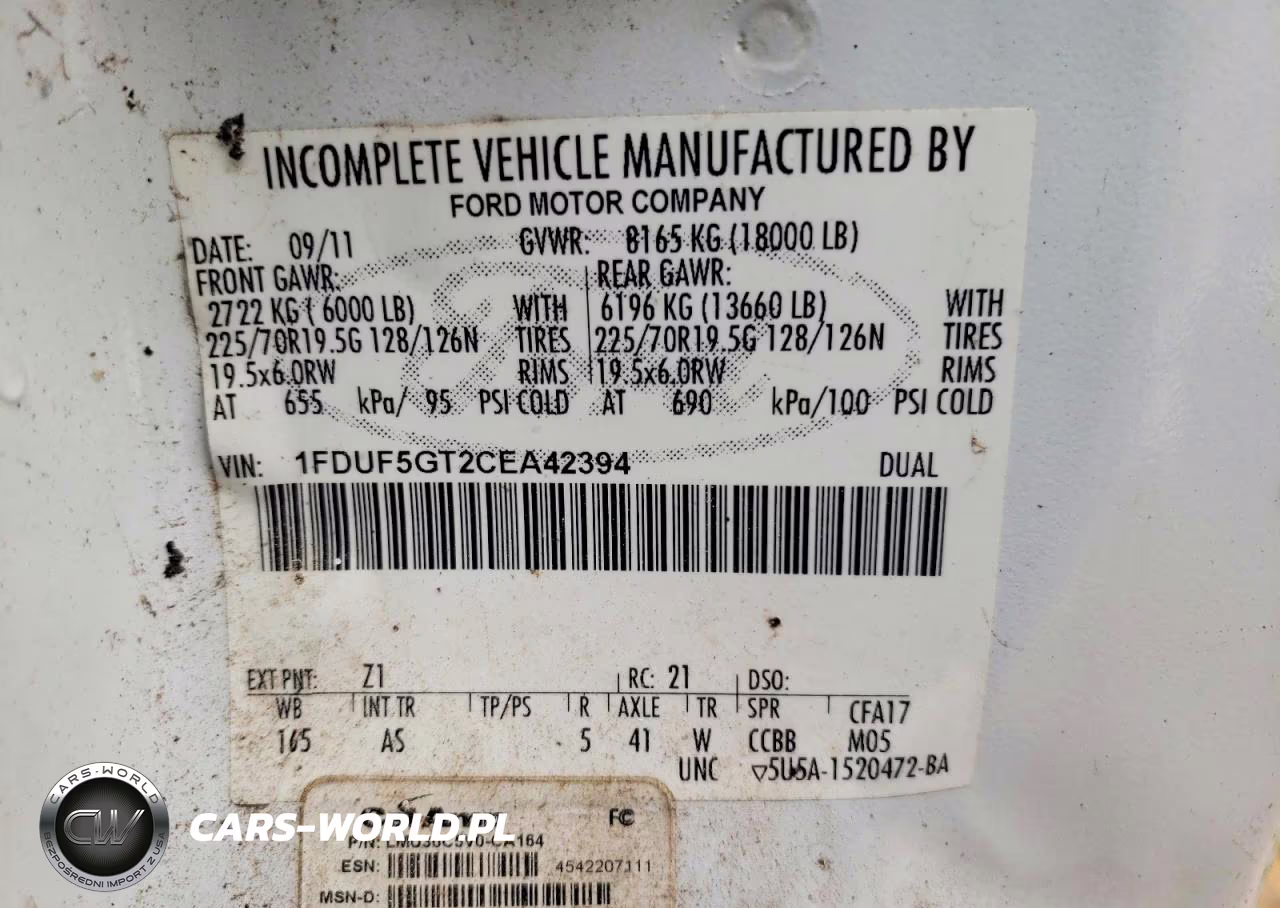 2012 Ford F550 Super Duty VIN:1FDUF5GT2CEA42394 - 13