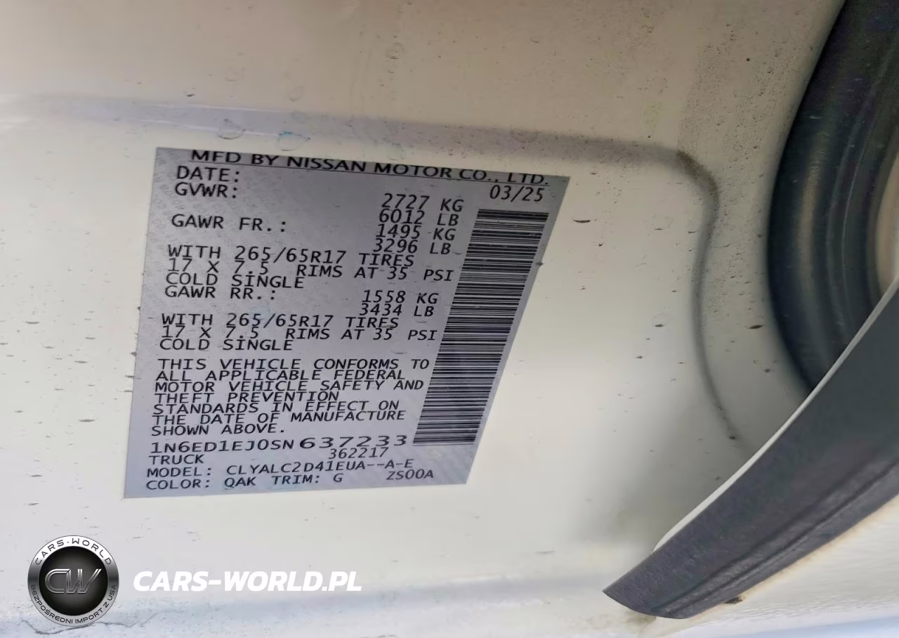 2025 Nissan Frontier Sv VIN:1N6ED1EJ0SN637233 - 12