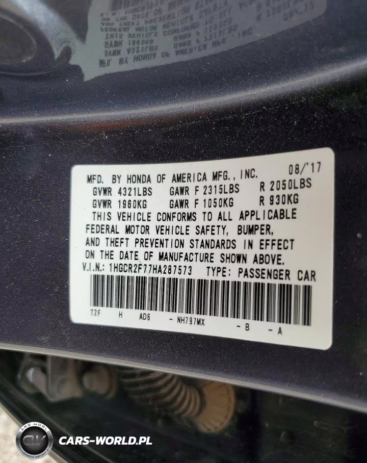 2017 Honda Accord Ex VIN:1HGCR2F77HA287573 - 12