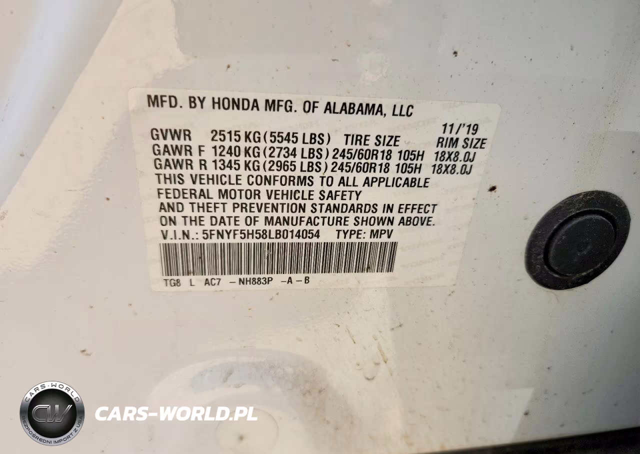 2020 Honda Pilot Exl VIN:5FNYF5H58LB014054 - 13