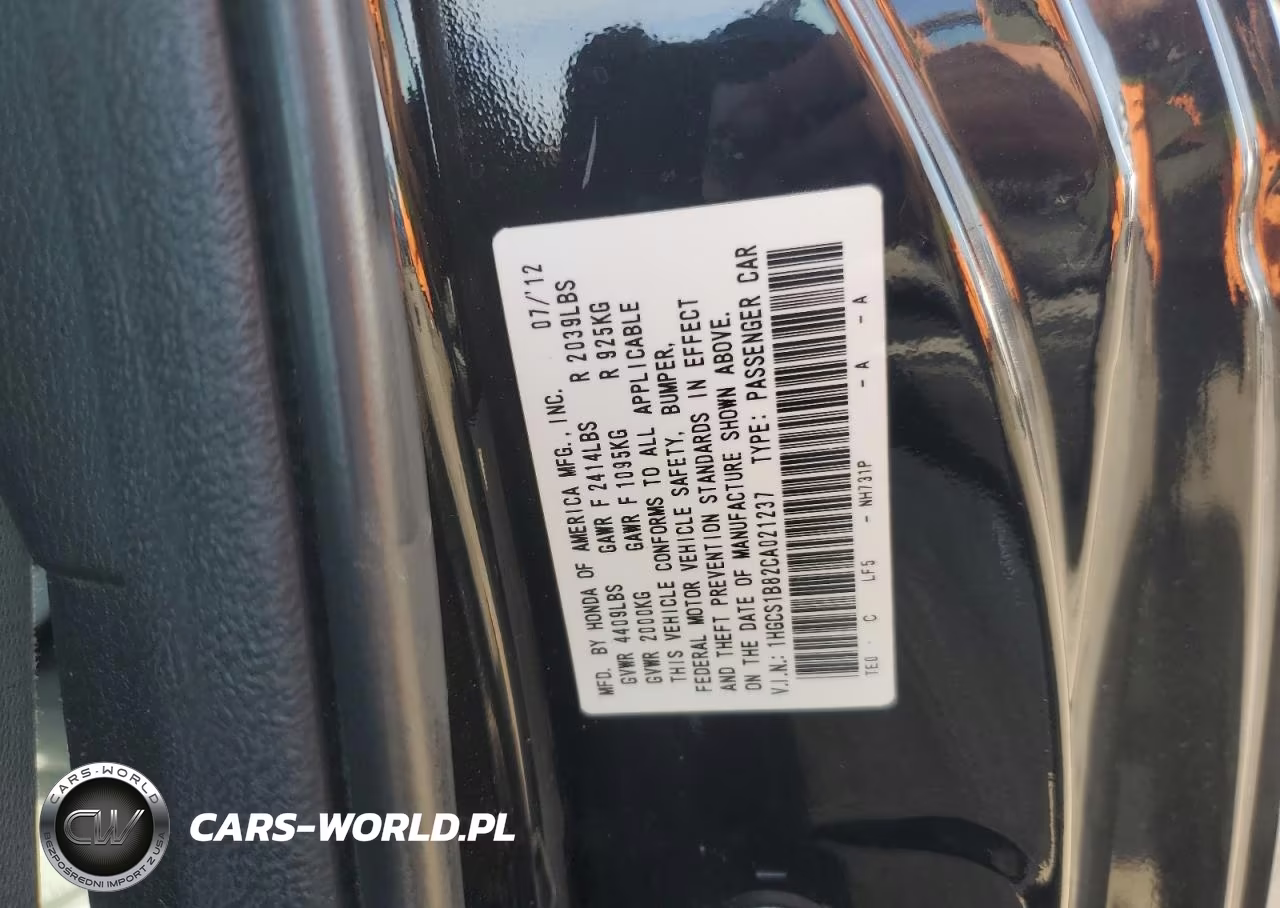 2012 Honda Accord Exl VIN:1HGCS1B82CA021237 - 12