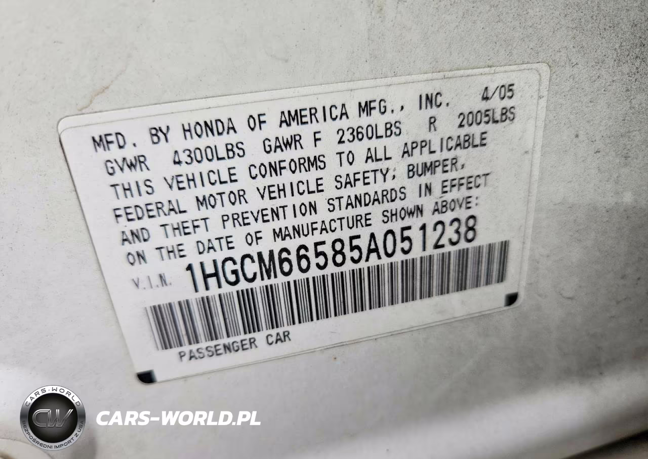 2005 Honda Accord Ex VIN:1HGCM66585A051238 - 13