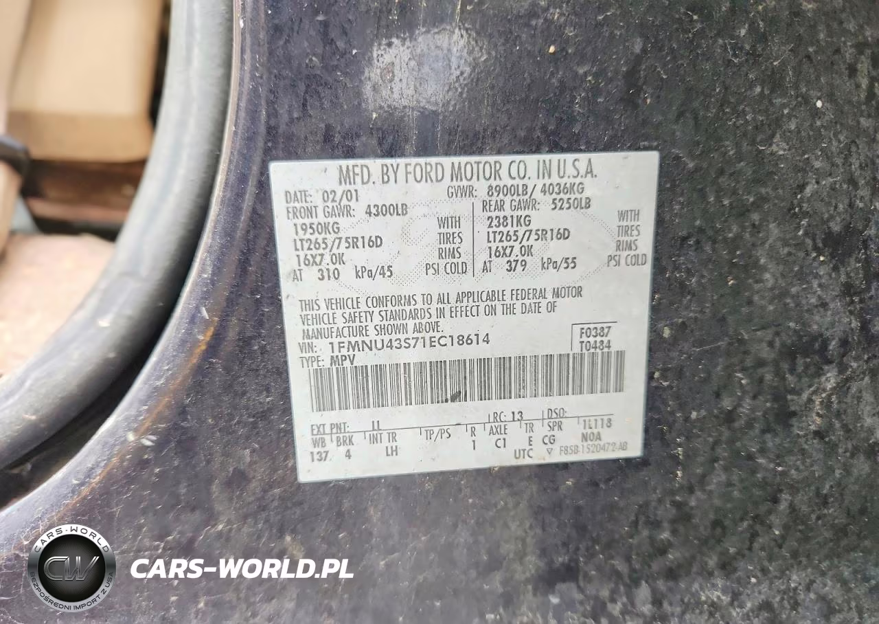 2001 Ford Excursion Limited VIN:1FMNU43S71EC18614 - 12