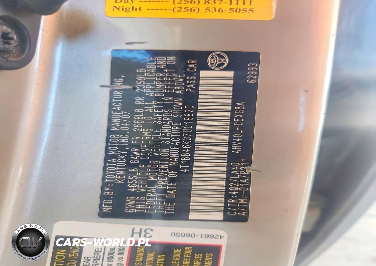 2007 Toyota Camry Hybrid VIN:4T1BB46K37U018820 - 13