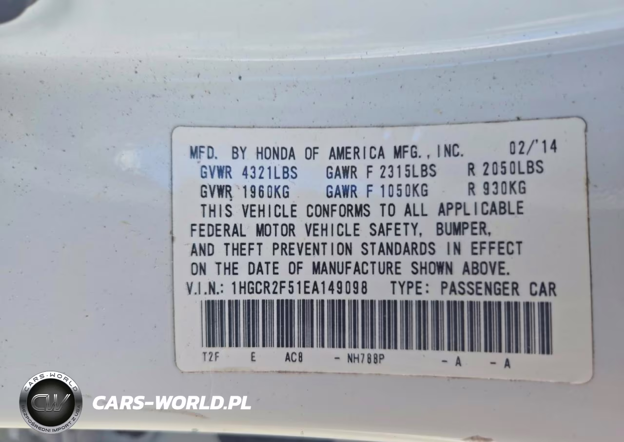 2014 Honda Accord Sport VIN:1HGCR2F51EA149098 - 13