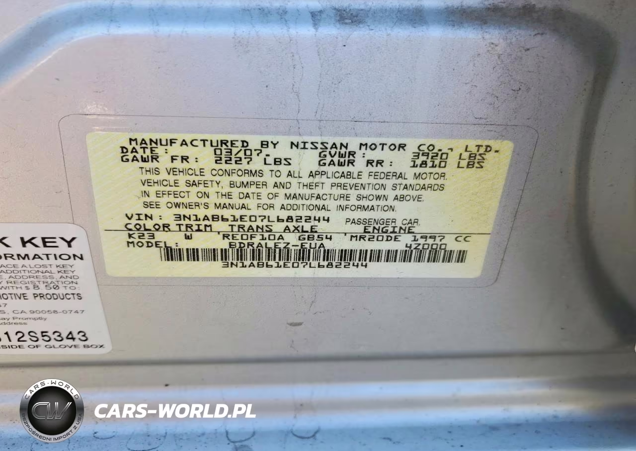 2007 Nissan Sentra 2.0 VIN:3N1AB61E07L682244 - 13