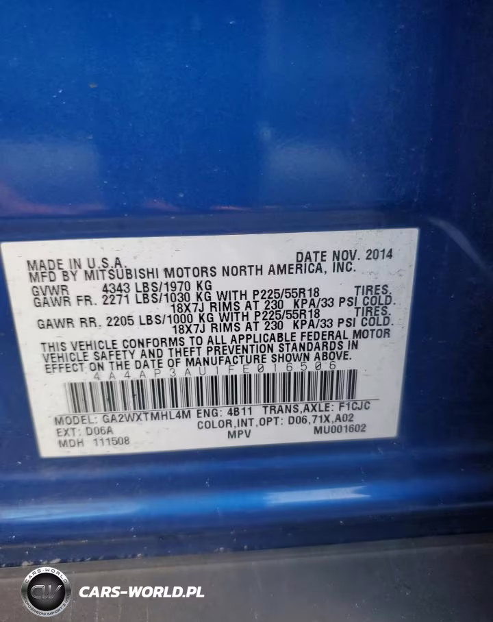 2015 Mitsubishi Outlander Sport Es VIN:4A4AP3AU1FE016506 - 13