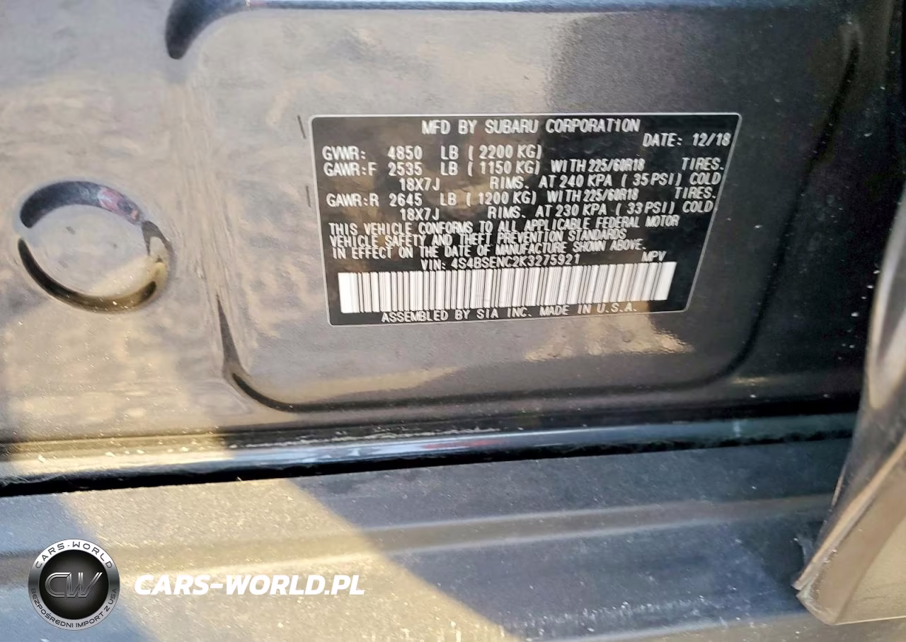 2019 Subaru Outback 3.6R Limited VIN:4S4BSENC2K3275921 - 13