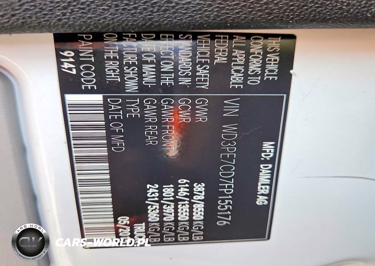 2015 Mercedes-Benz Sprinter 2500 VIN:WD3PE7CD7FP155176 - 12