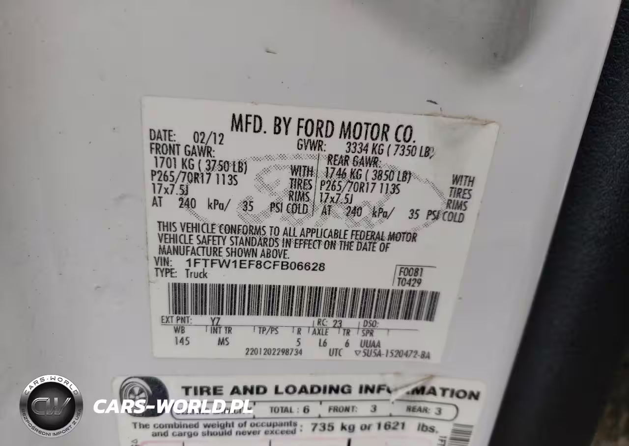 2012 Ford F150 Supercrew VIN:1FTFW1EF8CFB06628 - 12