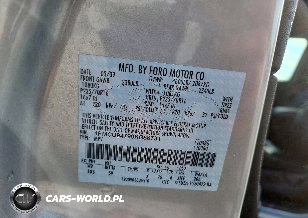 2009 Ford Escape Limited VIN:1FMCU94799KB86731 - 12