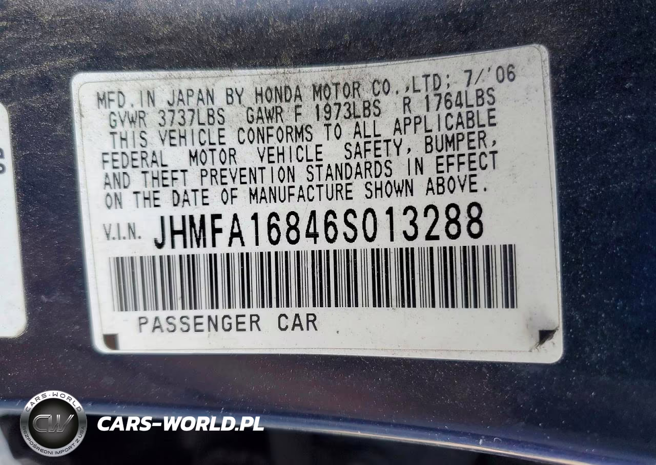 2006 Honda Civic Ex VIN:JHMFA16846S013288 - 12