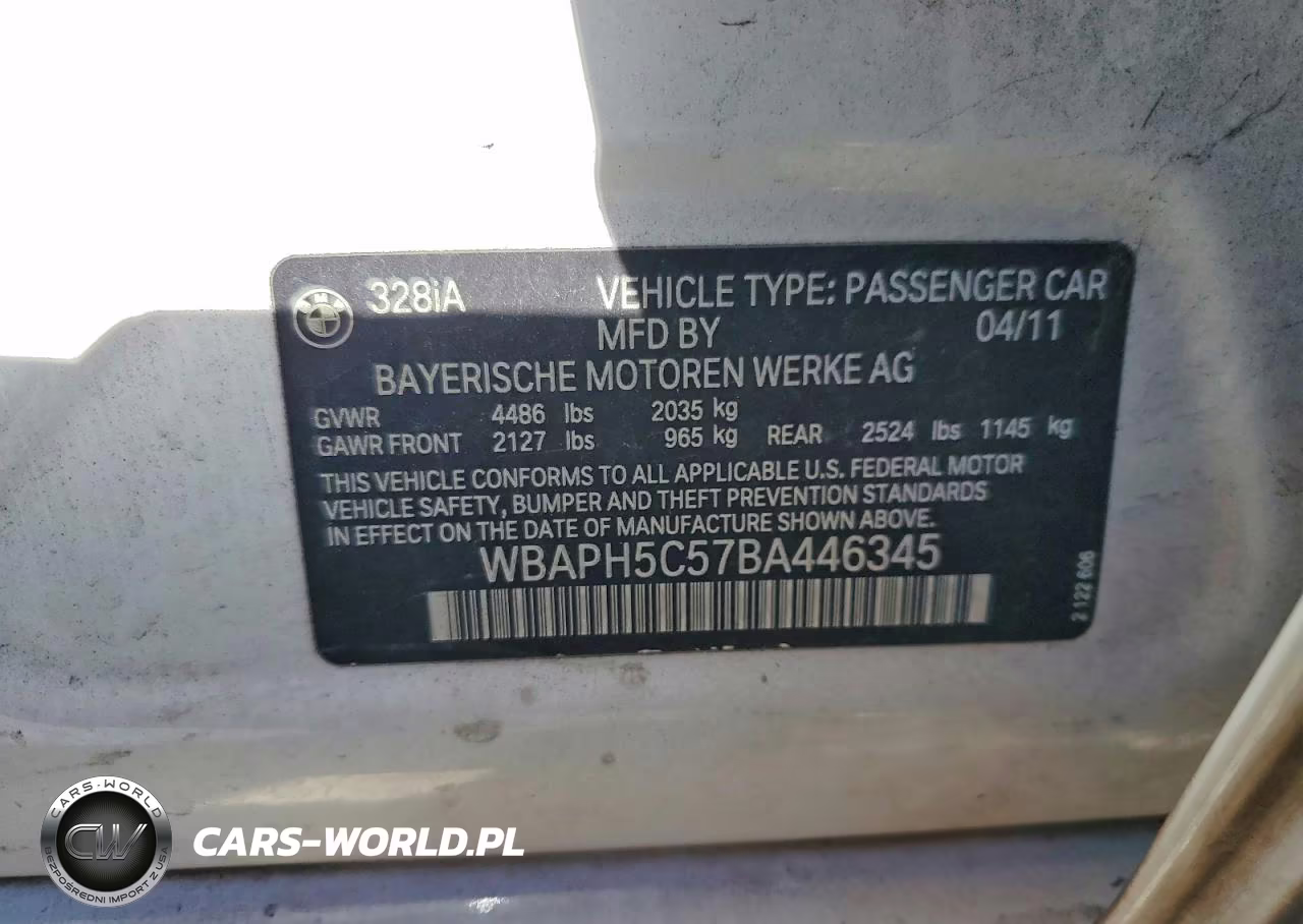 2011 BMW 328 I Sulev VIN:WBAPH5C57BA446345 - 12