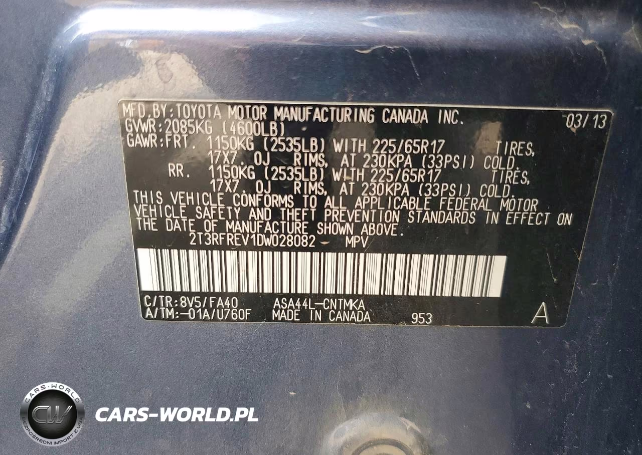 2013 Toyota Rav4 Xle VIN:2T3RFREV1DW028082 - 13
