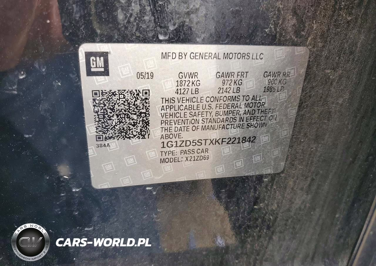 2019 Chevrolet Malibu Lt VIN:1G1ZD5STXKF221842 - 12