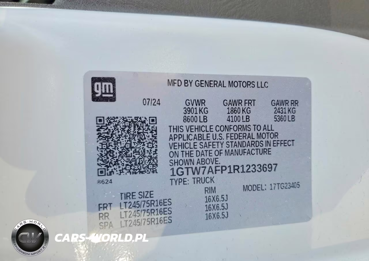 2024 GMC Savana 2500 Cargo Delivery Van VIN:1GTW7AFP1R1233697 - 13