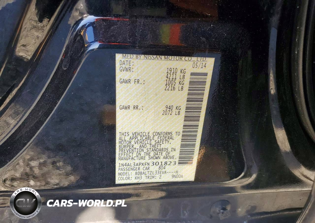 2015 Nissan Altima 2.5 Sl VIN:1N4AL3APXFN301823 - 13