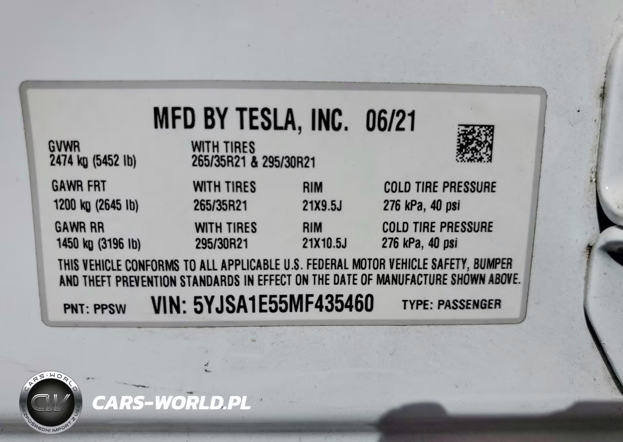 2021 Tesla Model S VIN:5YJSA1E55MF435460 - 12