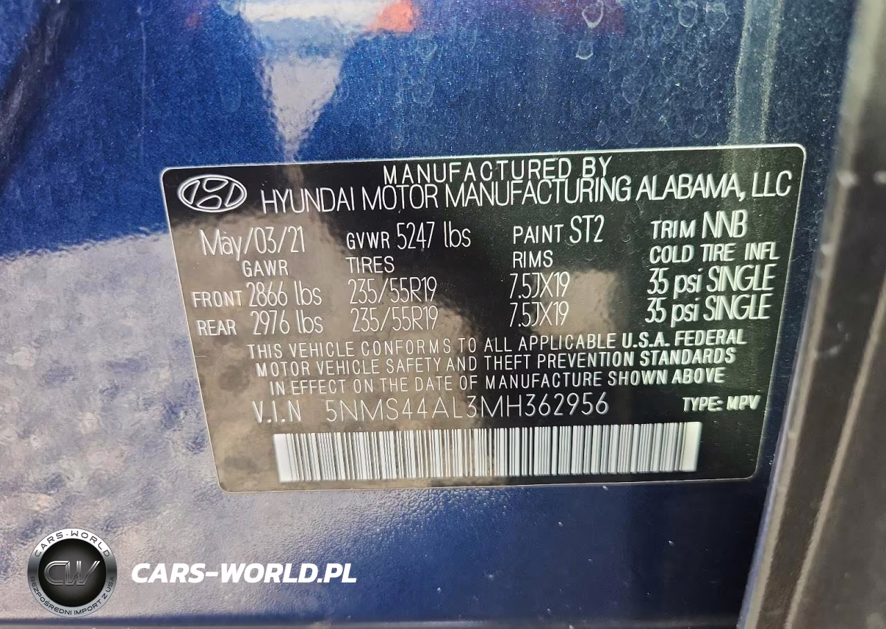 2021 Hyundai Santa Fe Limited VIN:5NMS44AL3MH362956 - 13