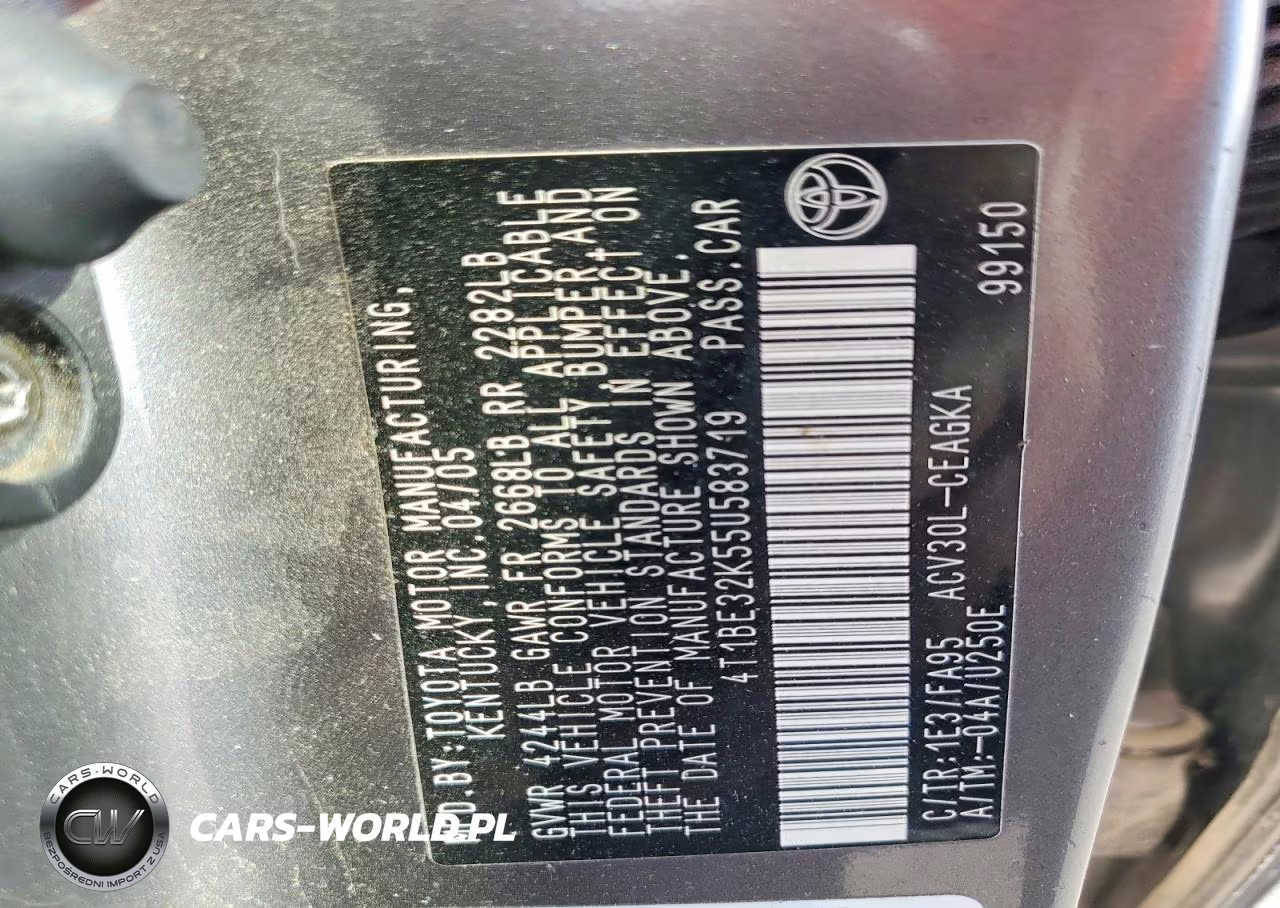 2005 Toyota Camry Le VIN:4T1BE32K55U583719 - 12