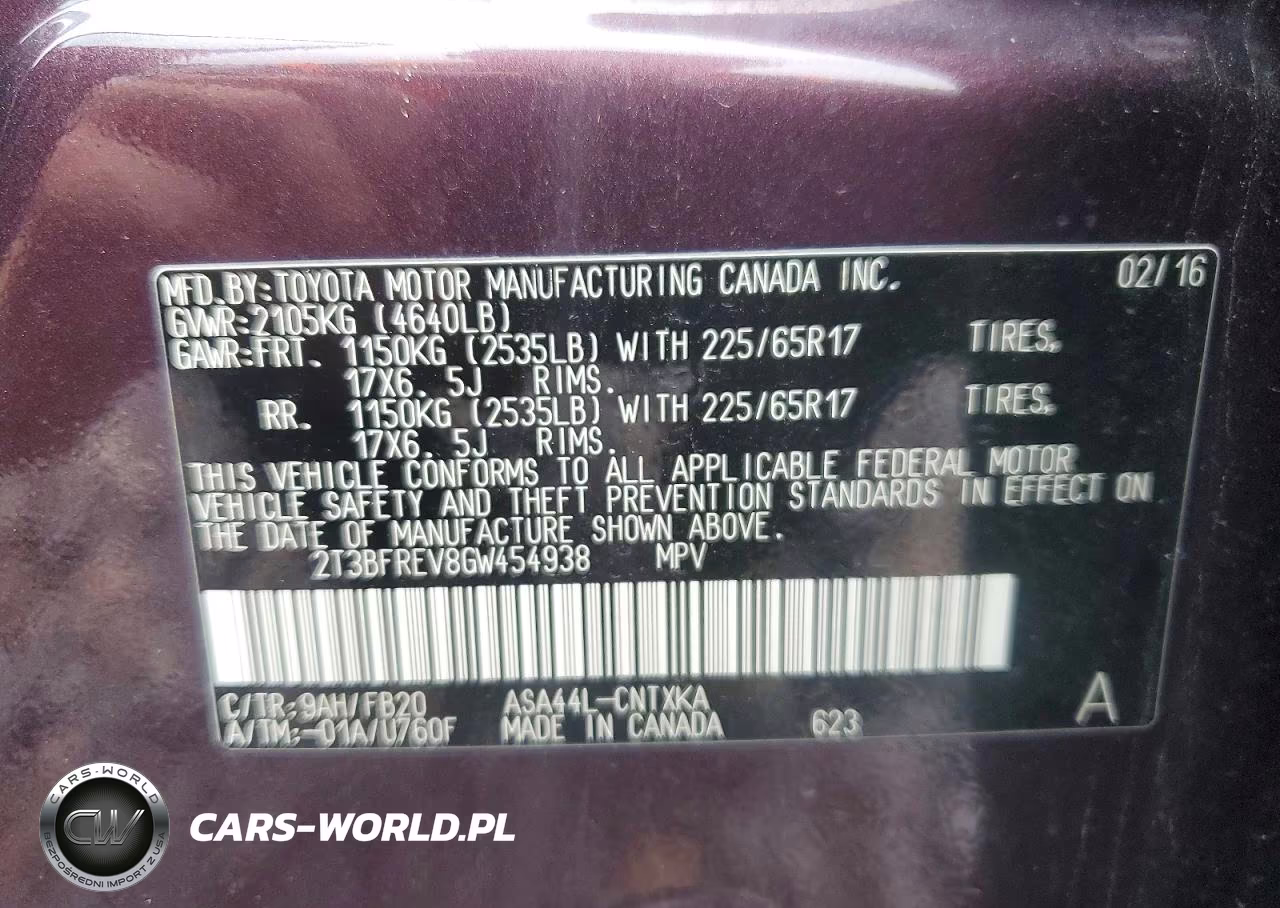 2016 Toyota Rav4 Le VIN:2T3BFREV8GW454938 - 13