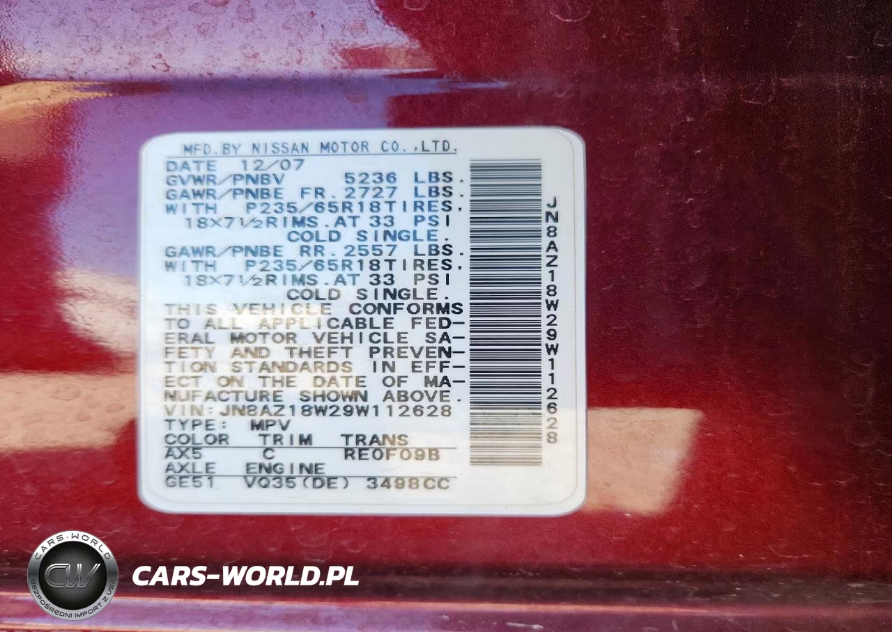 2009 Nissan Murano S VIN:JN8AZ18W29W112628 - 13