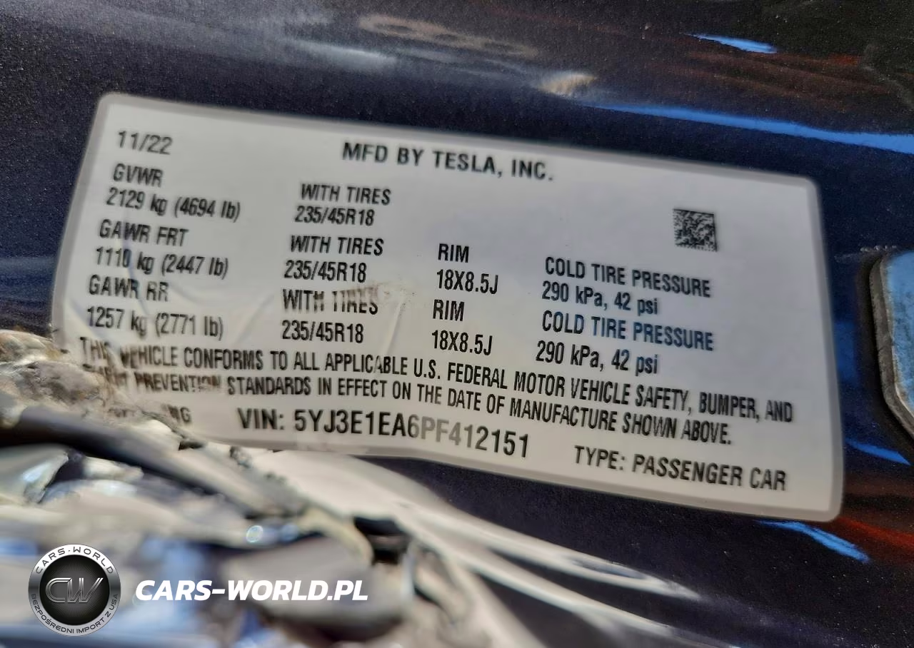 2023 Tesla Model 3 VIN:5YJ3E1EA6PF412151 - 12