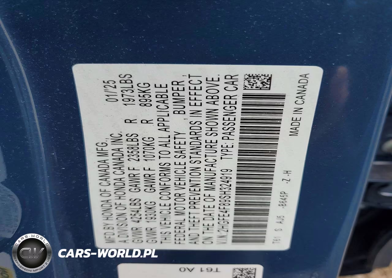 2025 Honda Civic Sport VIN:2HGFE4F89SH324919 - 12
