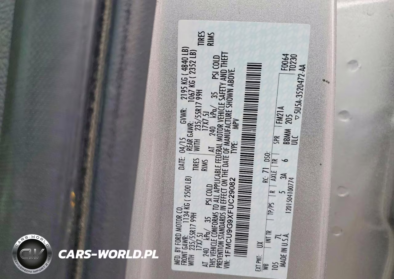 2015 Ford Escape Se VIN:1FMCU9G9XFUC29082 - 13