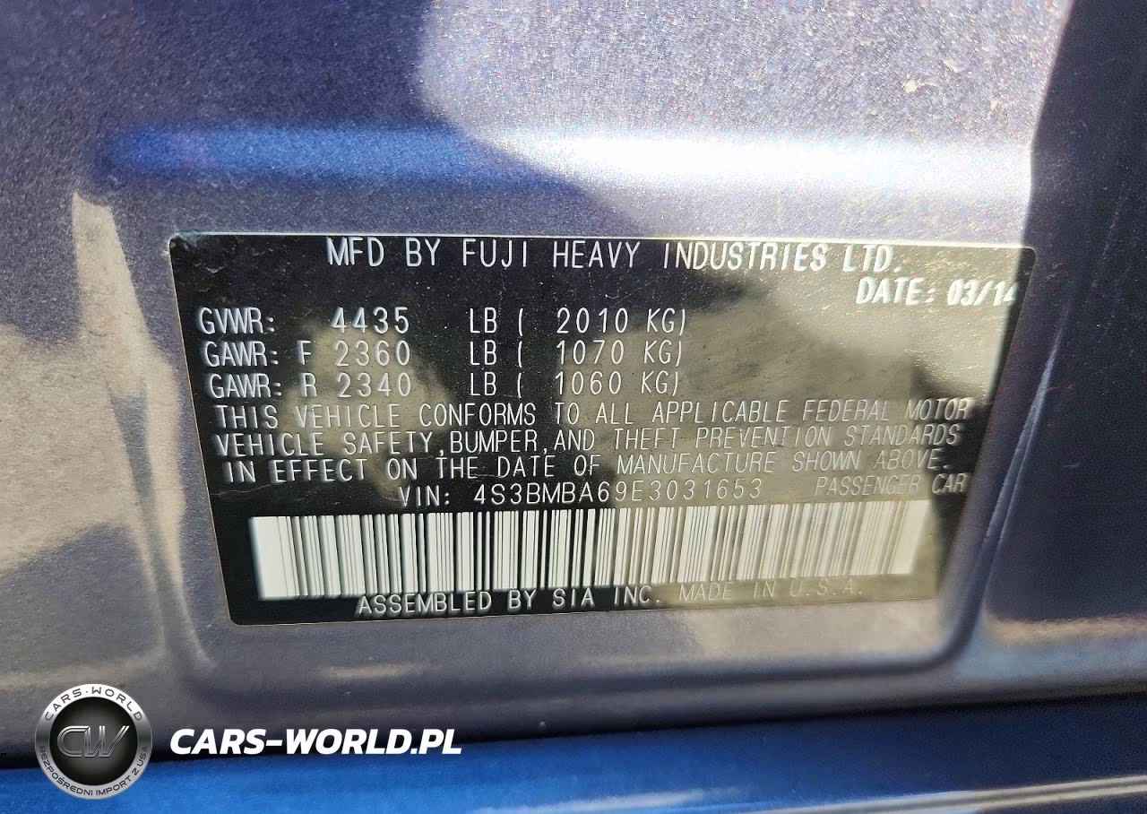 2014 Subaru Legacy 2.5I VIN:4S3BMBA69E3031653 - 12