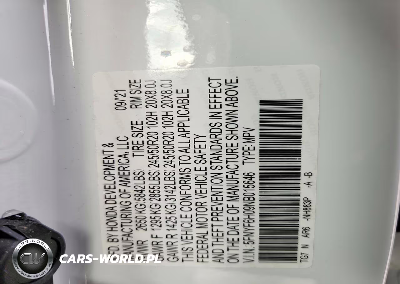 2022 Honda Pilot Elite VIN:5FNYF6H09NB015646 - 14