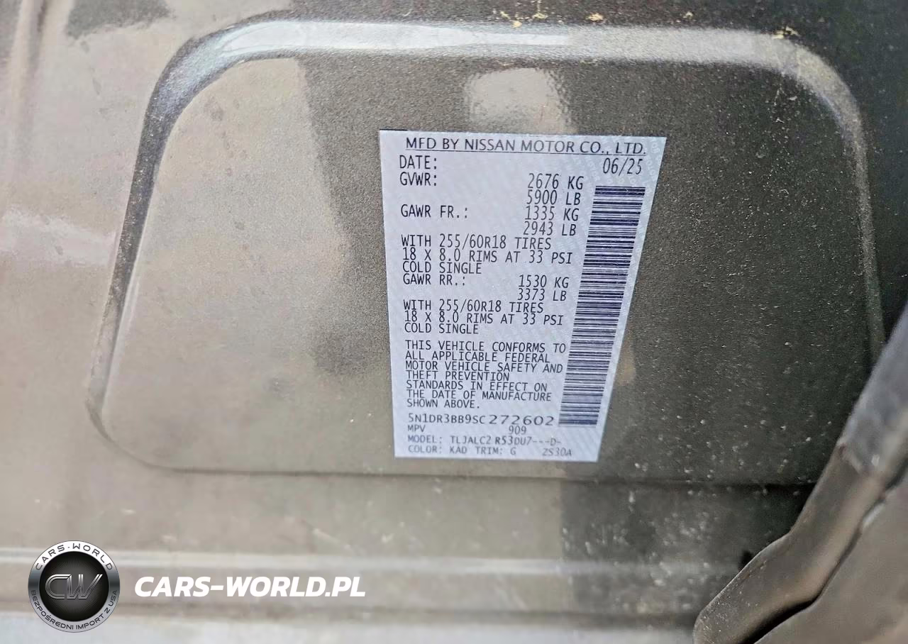 2025 Nissan Pathfinder Sv VIN:5N1DR3BB9SC272602 - 13