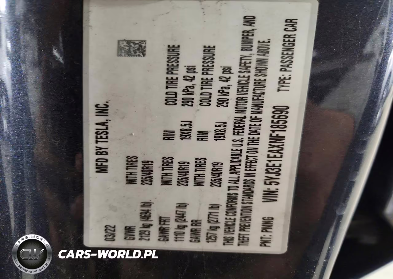 2022 Tesla Model 3 VIN:5YJ3E1EAXNF185690 - 12