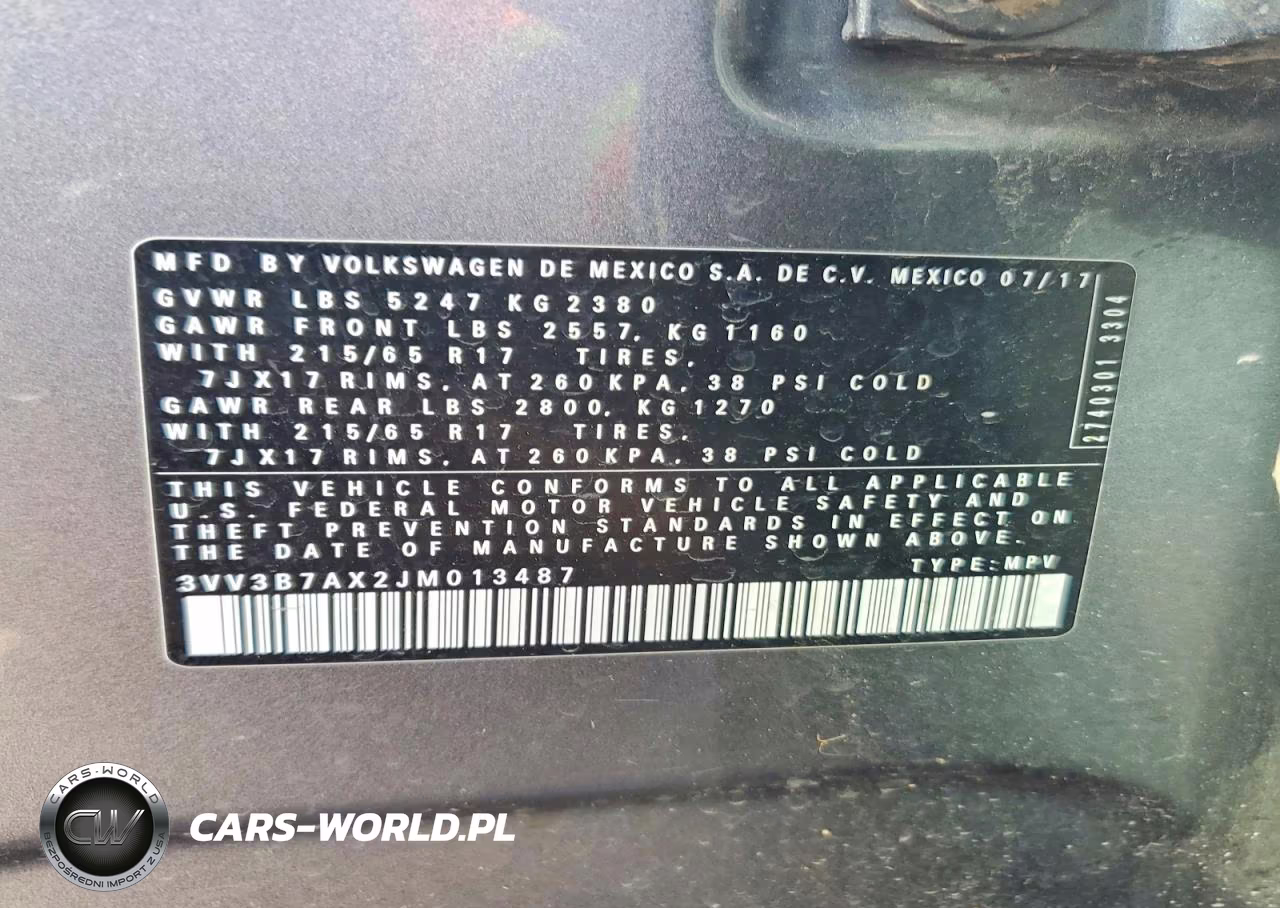 2018 Volkswagen Tiguan Se VIN:3VV3B7AX2JM013487 - 14