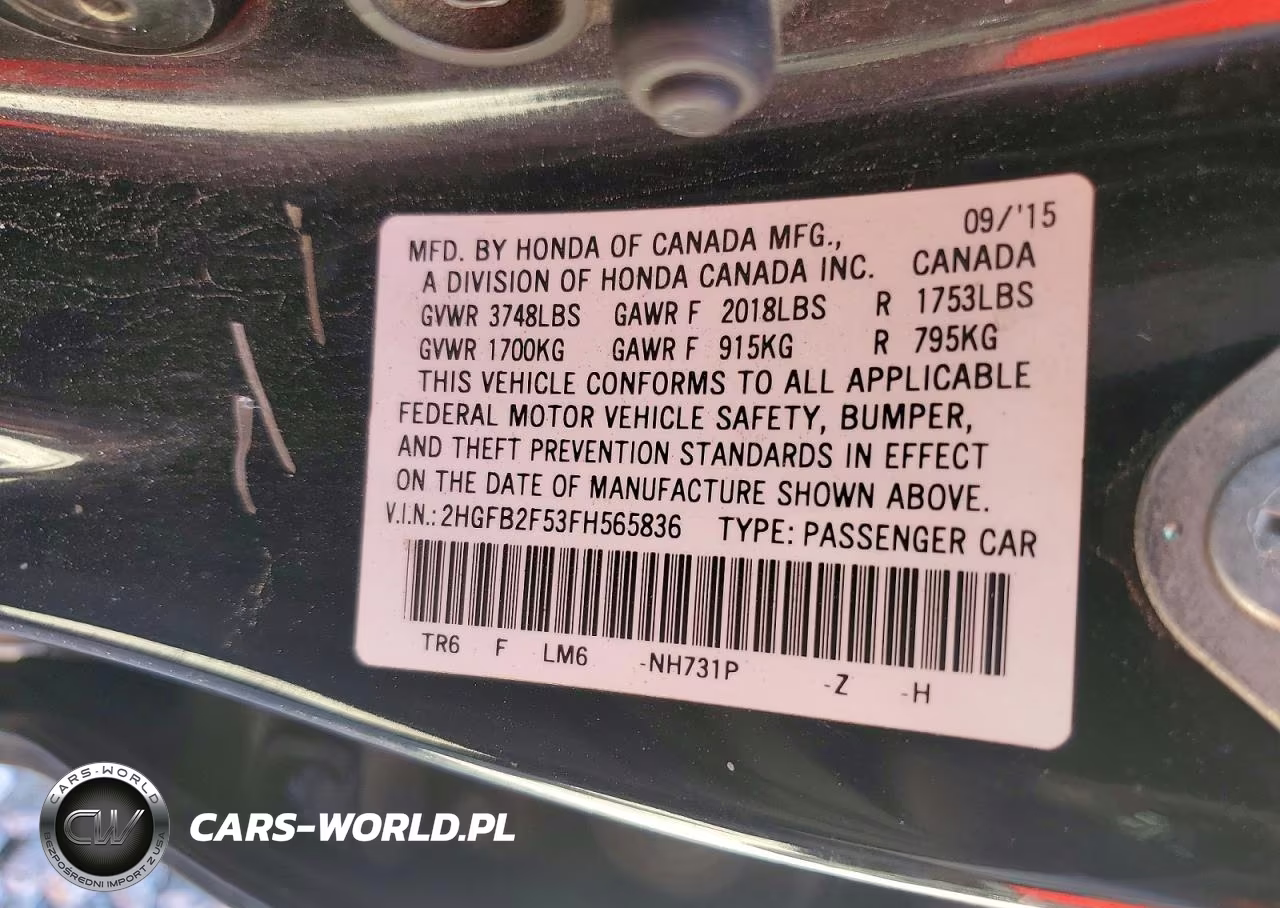 2015 Honda Civic Lx VIN:2HGFB2F53FH565836 - 12