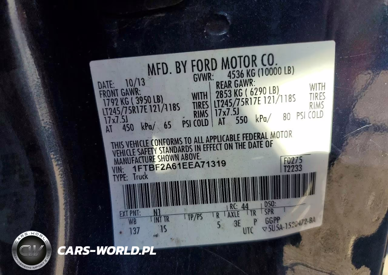 2014 Ford F250 Super Duty VIN:1FTBF2A61EEA71319 - 12