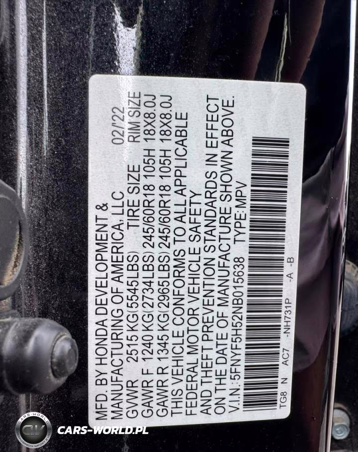 2022 Honda Pilot Exl VIN:5FNYF5H52NB015638 - 10
