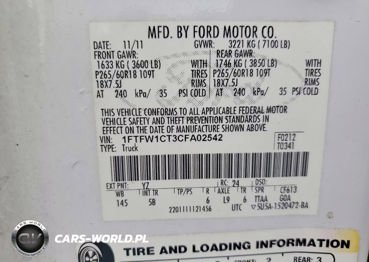 2012 Ford F150 Supercrew VIN:1FTFW1CT3CFA02542 - 12