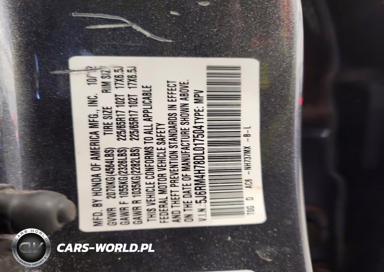 2013 Honda Cr-V Exl VIN:5J6RM4H78DL017504 - 13