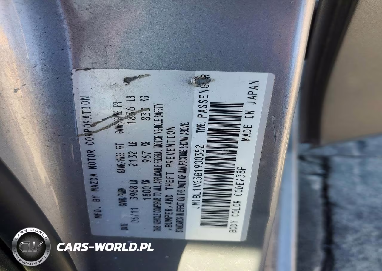 2011 Mazda 3 I VIN:JM1BL1VG3B1900352 - 12