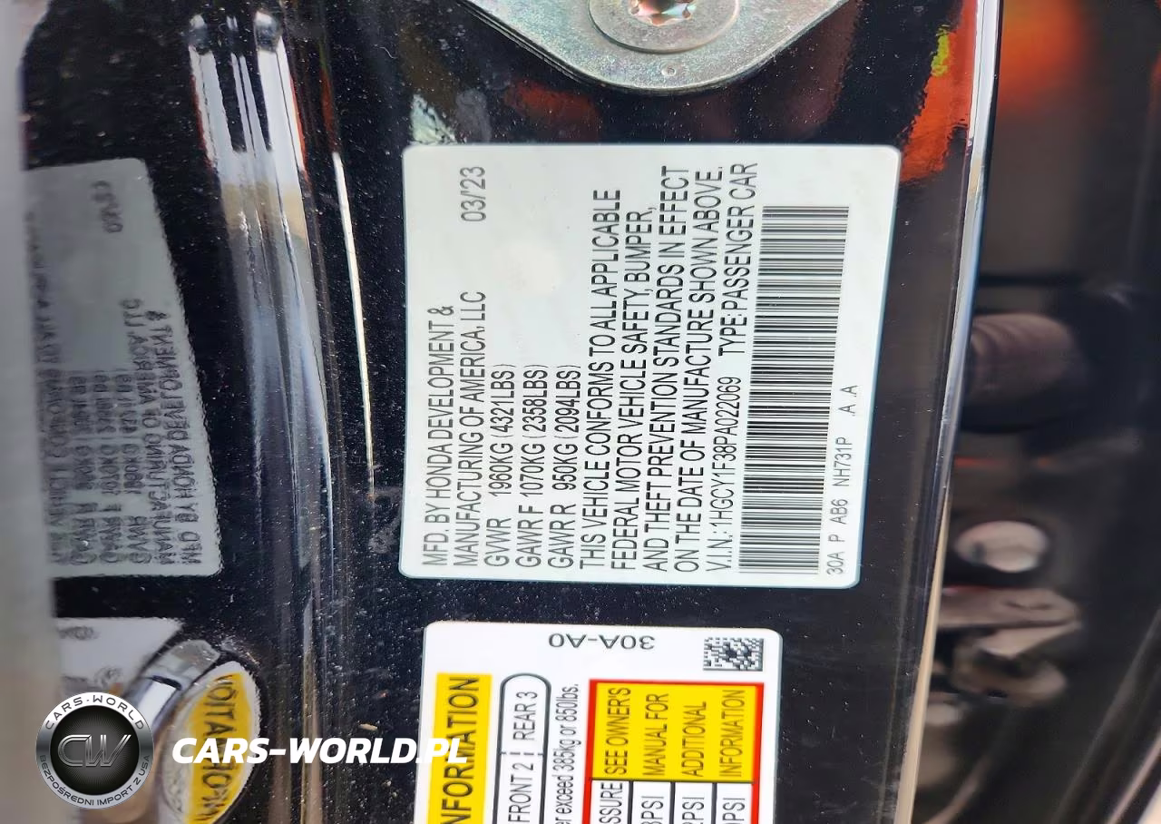 2023 Honda Accord Ex VIN:1HGCY1F38PA022069 - 12