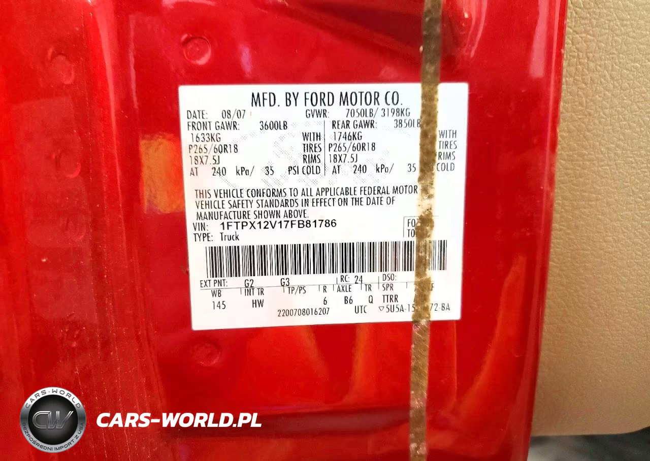 2007 Ford F150 VIN:1FTPX12V17FB81786 - 12