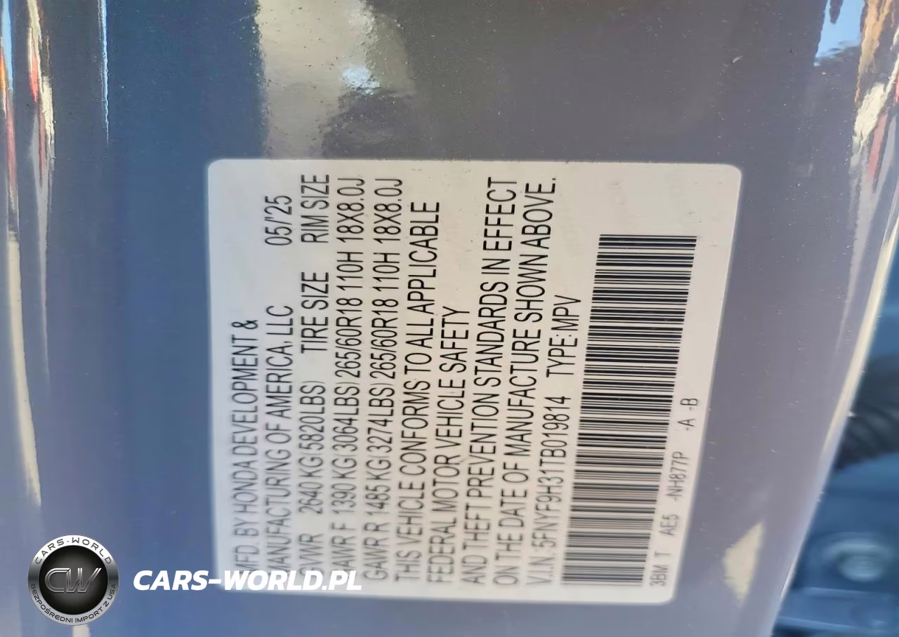 2026 Honda Passport Rtl VIN:5FNYF9H31TB019814 - 12