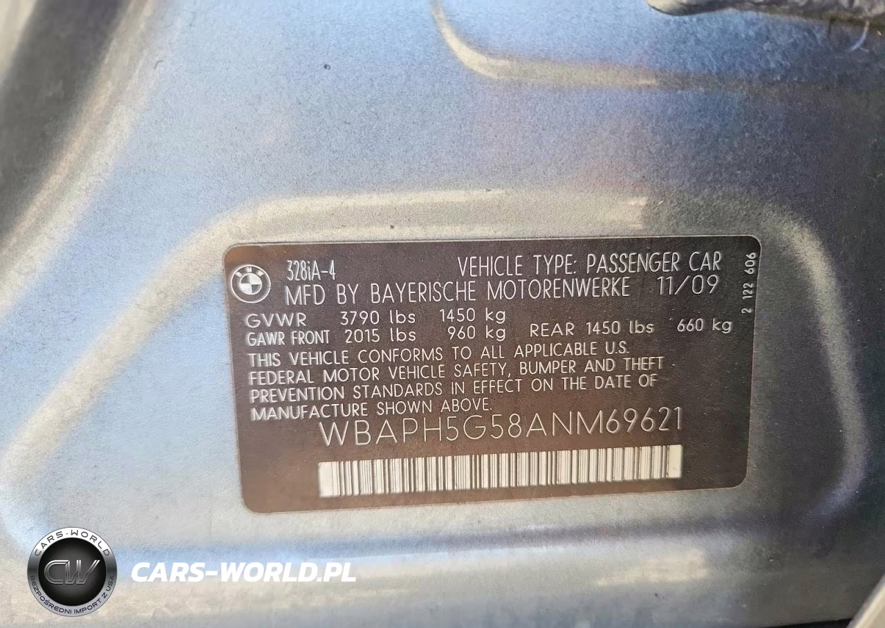 2010 BMW 328 I Sulev VIN:WBAPH5G58ANM69621 - 12
