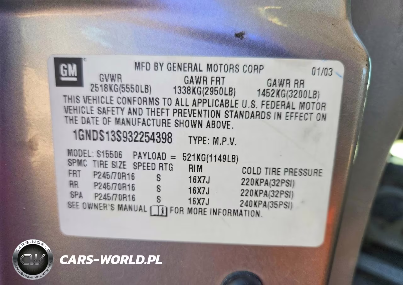 2003 Chevrolet Trailblazer VIN:1GNDS13S932254398 - 13