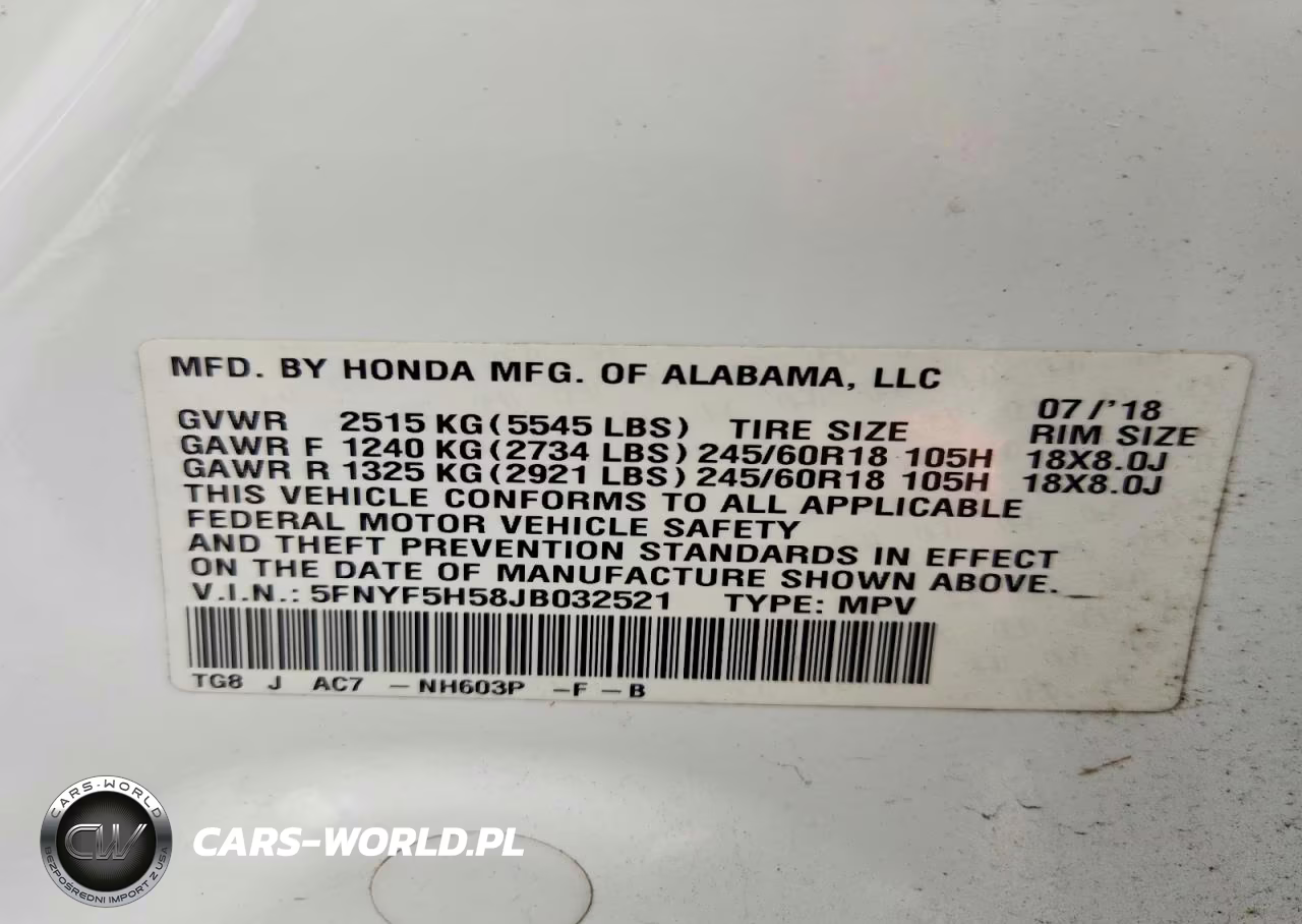 2018 Honda Pilot Exl VIN:5FNYF5H58JB032521 - 13