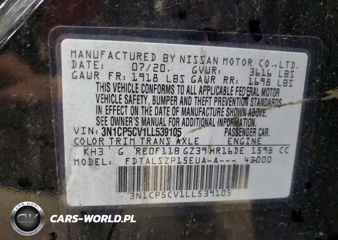 2020 Nissan Kicks Sv VIN:3N1CP5CV1LL539105 - 13