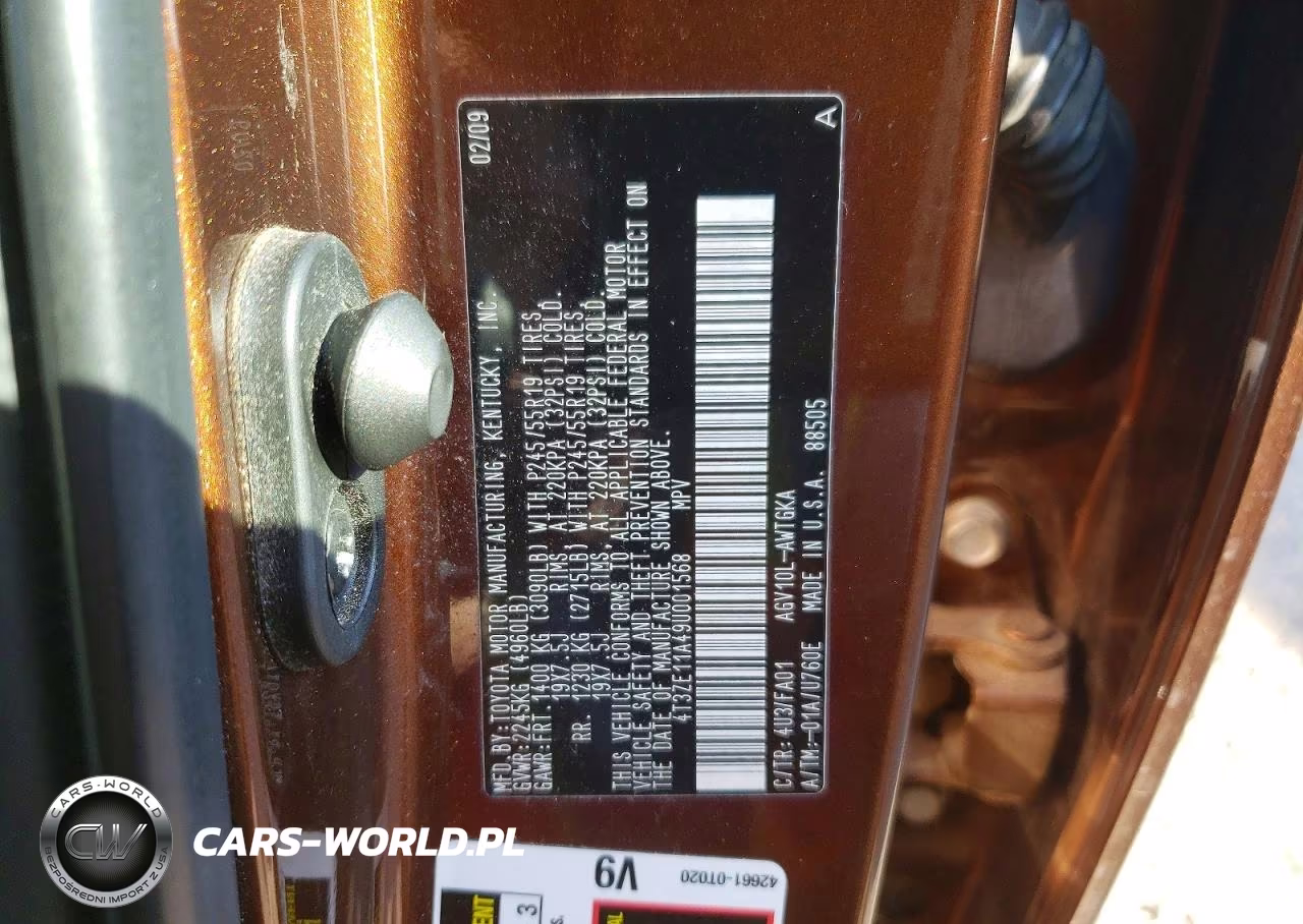2009 Toyota Venza Fwd 4Cyl VIN:4T3ZE11A49U001568 - 13